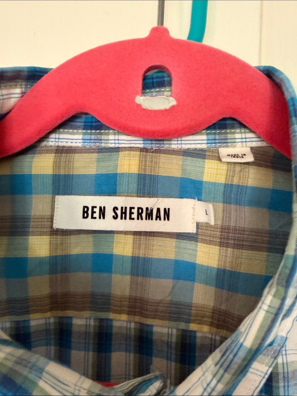 Ben Sherman Blue and White Plaid Short-Sleeve Button-Down Shirt - Picture 2 of 11